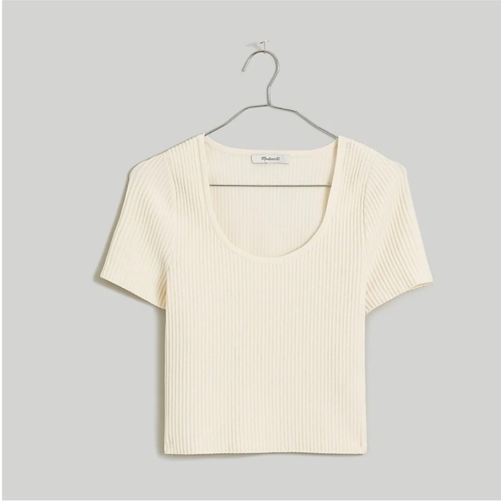 Madewell Ottoman Crop Sweater Tee bright ivory NWT XS